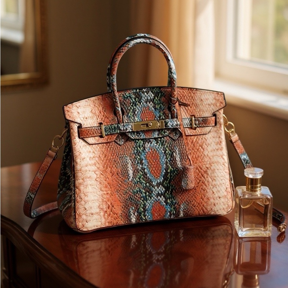 Lola Luxe “Serpentina” Multicolored Python Emboss… - image 1